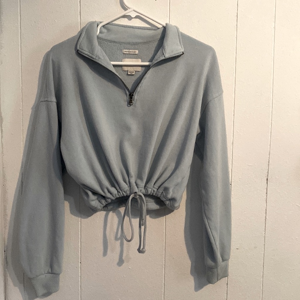 American Eagle Quarter Zip Sweater Light Blue